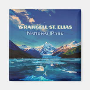 Aimant Carte rétro Wrangell St. Elias National Park Alask