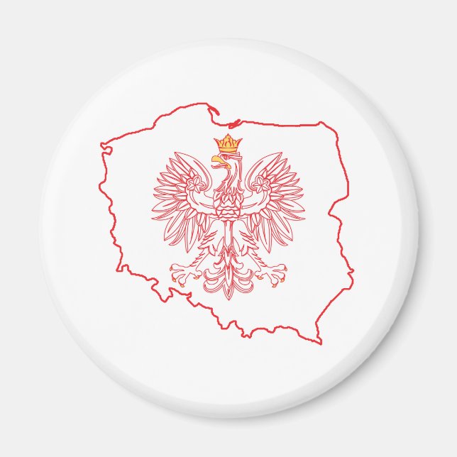 Aimant Carte Rouge Polonaise Avec Aigle (Devant)