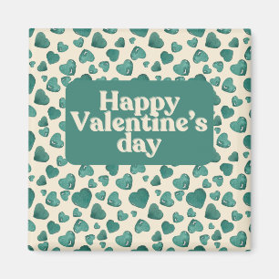Aimant Carte Saint-Valentin unique vert peint à la main