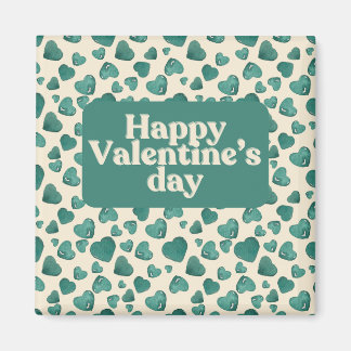 Aimant Carte Saint-Valentin unique vert peint à la main