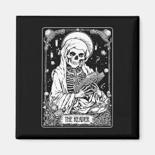 Aimant Carte Tarot Reader Skeleton Bookish Halloween S