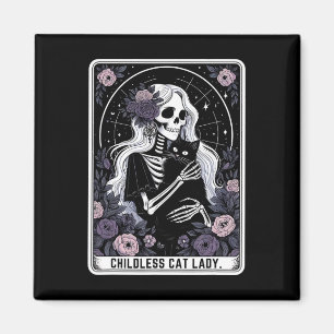 Aimant Carte Tarot Squelette Gothique Lady Chat Enfant