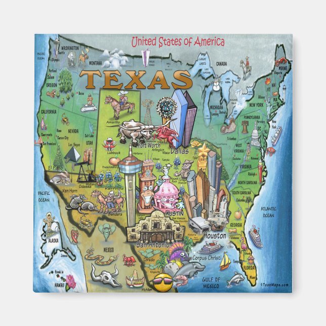 Aimant Carte Texas USA (Devant)