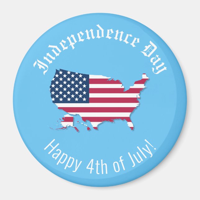 Aimant Carte US personnalisée Drapeau Fête de l'Indépenda (Devant)
