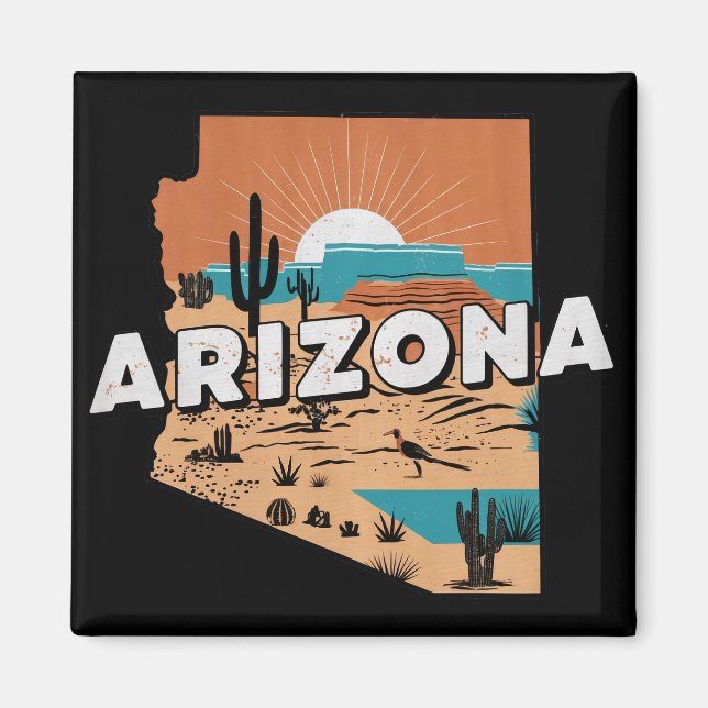 Aimant Carte vintage Arizona USA (Devant)
