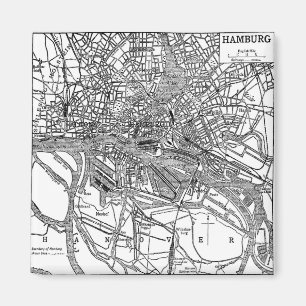 Aimant Carte vintage de Hambourg Allemagne (1911)