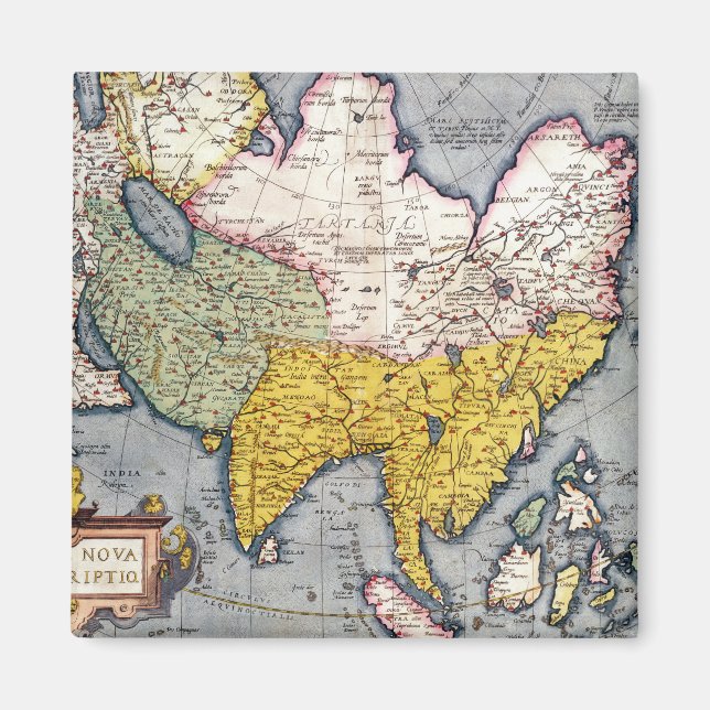 Aimant Carte vintage de l'Asie | 1580 (Devant)