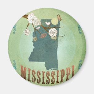 Aimant Carte vintage moderne d'état du Mississippi - vert