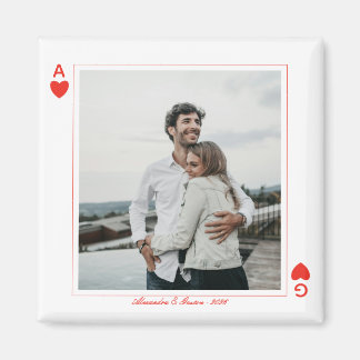 Aimant Cartes à jouer photo cœur amour as simple