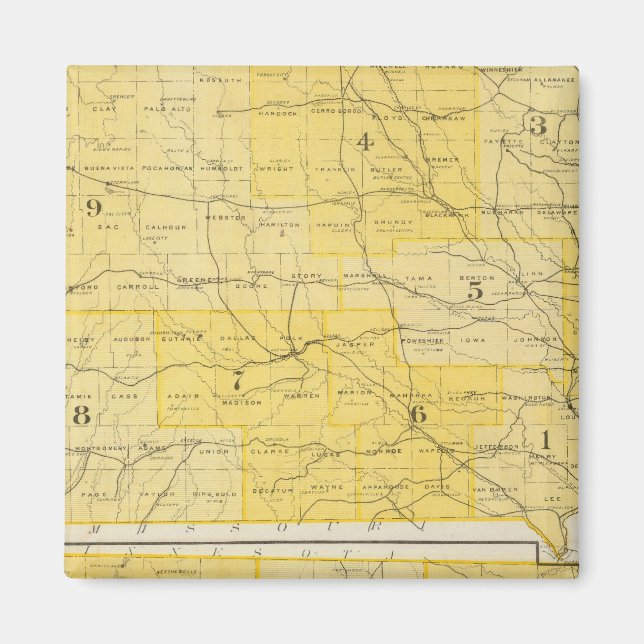 Aimant Cartes de l'État de l'Iowa (Devant)