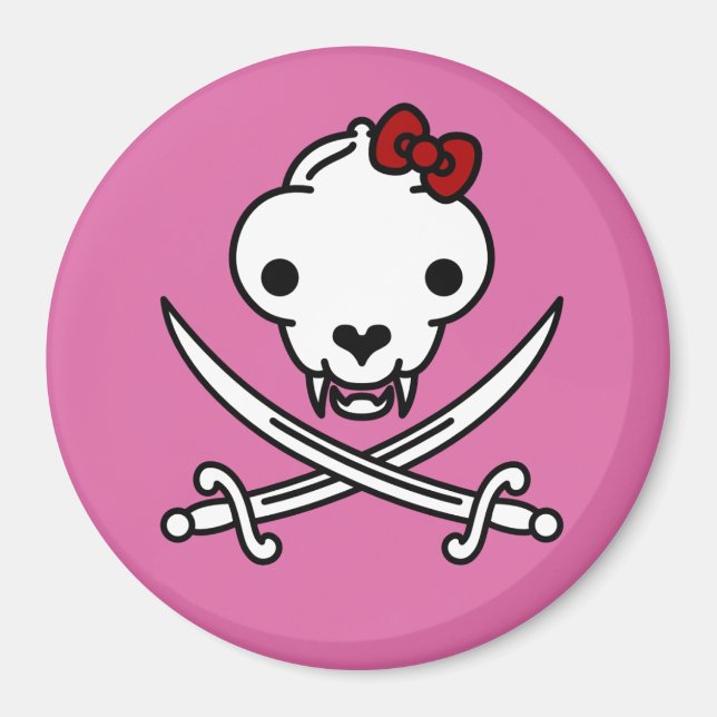 Aimant Cartographie noir blanc Jolly Kitty Pirate os crân (Devant)