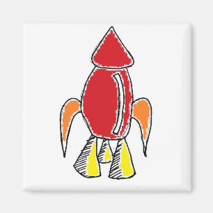 Aimant Carton de vaisseau spatial Red Rocket Ship