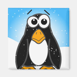 Aimant Carton en pingouin mignon illustré bleu