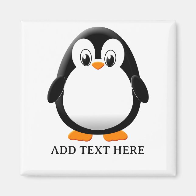 Aimant Carton en pingouin mignon personnalisé (Devant)