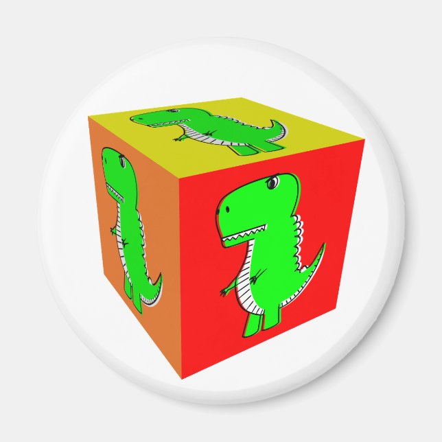 Aimant Carton mignon Dino Cube Art (Devant)