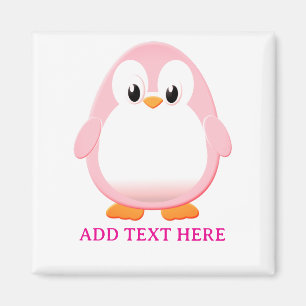 Aimant Carton Pingouin Rose Cute Personnalisé