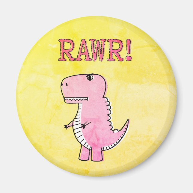 Aimant Carton rose Mignonne Et En Colère T-Rex Vieux Papi (Devant)