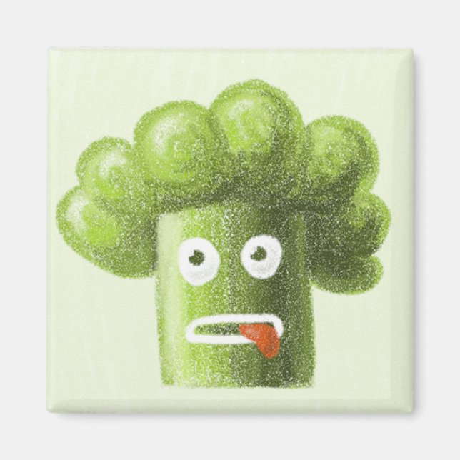 Aimant Cartoon Le Brocoli est une nourriture saine (Devant)