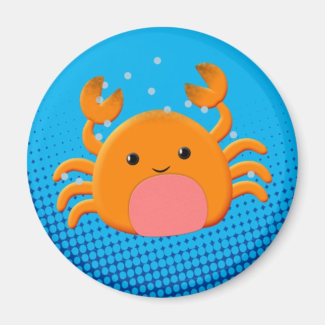 Aimant Cartoon mignon Crabe bleu océan (Devant)