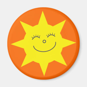 Aimant Cartoon mignon Sun Happy Face Orange Personnalisé