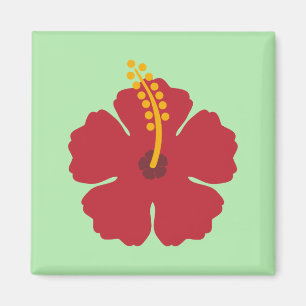 Aimant Cartoon rouge Hibiscus simple