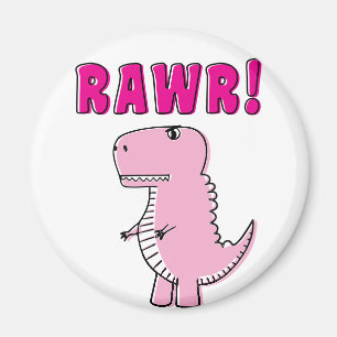 Aimant Cartoon T-Rex Dinosaur Mignonne Et Rose En Colère