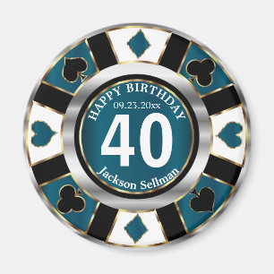 Aimant Casino Chip Las Vegas Anniversaire - Bleu Turquois
