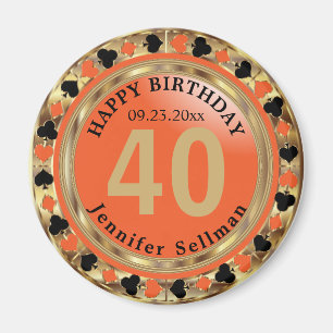 Aimant Casino Chip Las Vegas Anniversaire - Orange et or