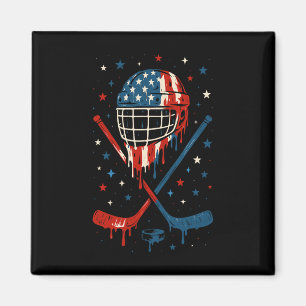 Aimant Casque de hockey avec glace à la crème qui dégouli