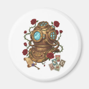 Aimant Casque de plongée sous-marine Steampunk Illustrati