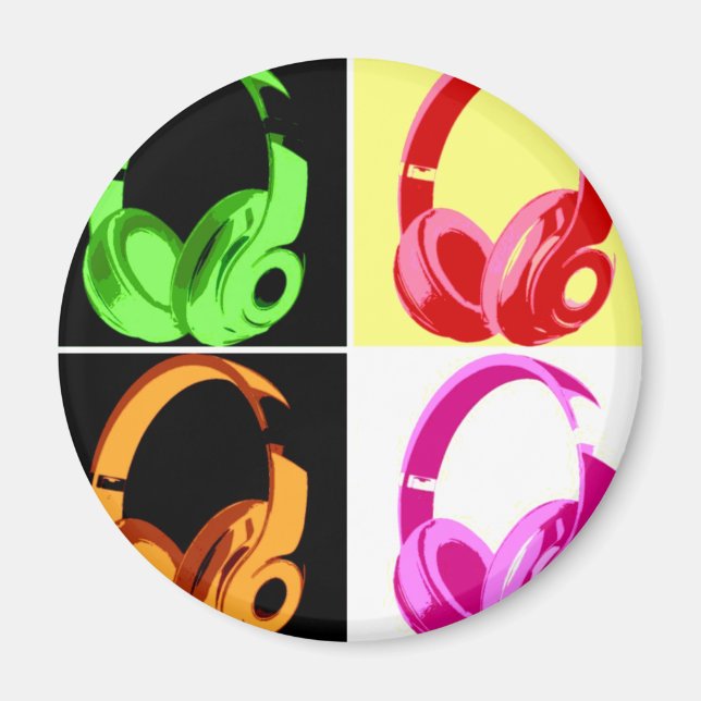 Aimant Casque de quatre couleurs Pop Art Tête Téléphone (Devant)