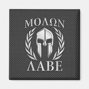 Aimant Casque spartiate de chrome de Molon Labe sur la