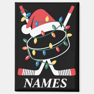 Aimant Casquette de Noël personnalisée avec nom Hockey Xm