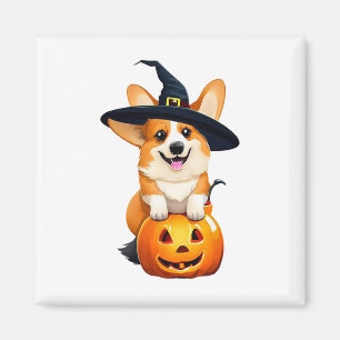 Aimant Casquette de sorcière Halloween Corgi