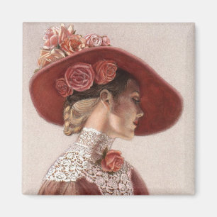 Aimant Casquette rose de cru victorien élégant de Madam