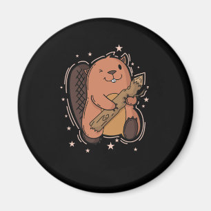 Aimant castor avec son bois