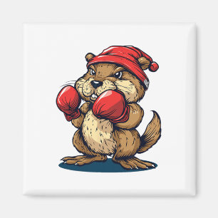 Aimant Castor Boxeur Cool Avec Gants Pour Un Appel À Un K