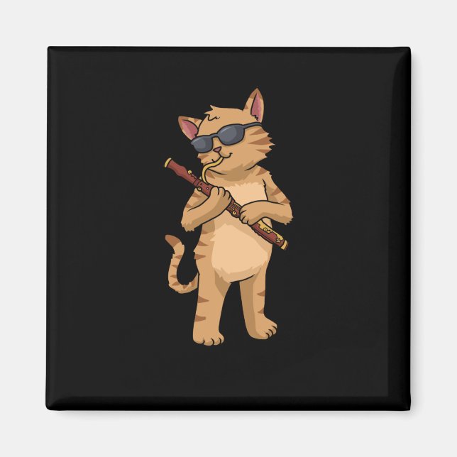 Aimant Cat Bassoonist Cadeaux Hommes Jazz Musique Cat Bas (Devant)