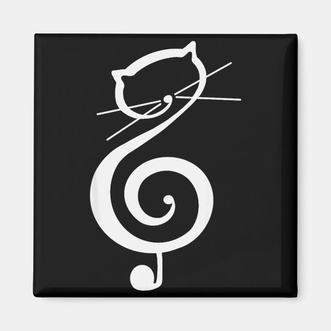 Aimant Cat Kitty Treble Music Clef Funny Cat Music Notes  (Devant)