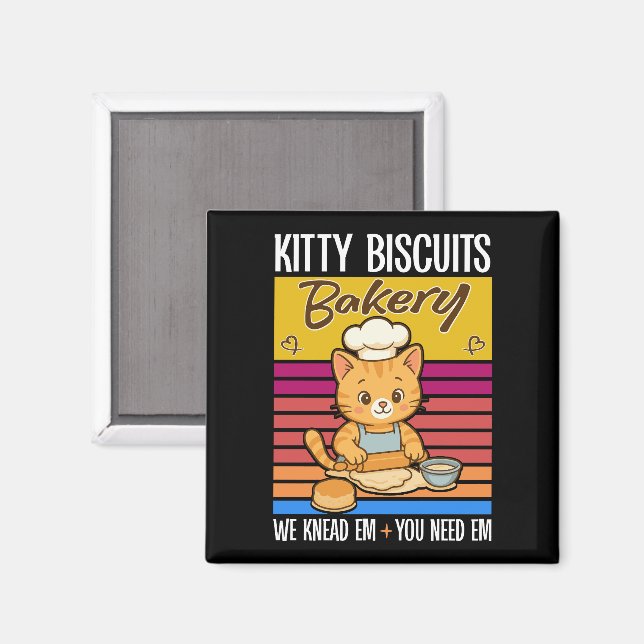 Aimant Cat Kneading Baker Kitty Biscuits We Knead Em You (Recto/Verso)
