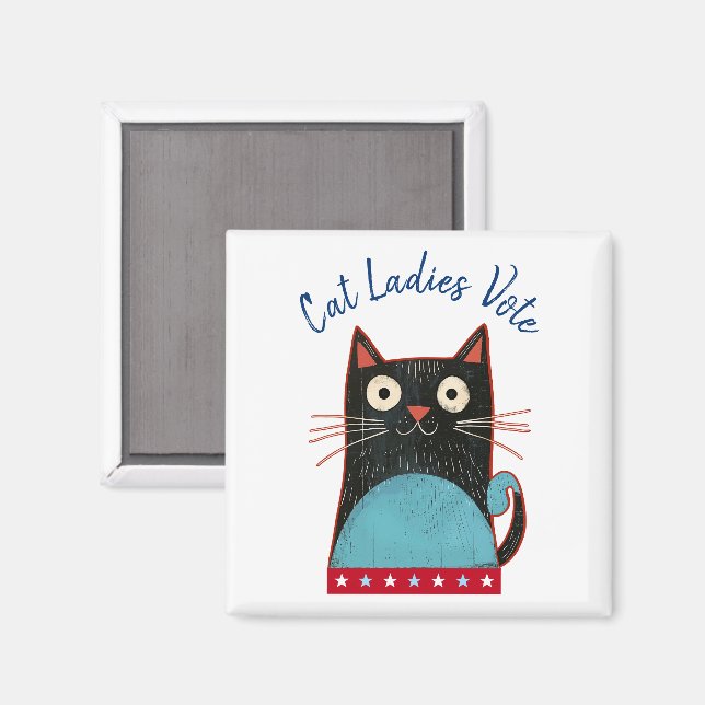 Aimant Cat Ladies Vote Script Feminist Rustic Funny migno (Recto/Verso)