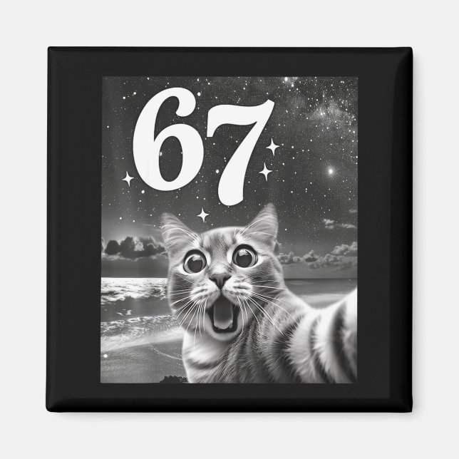 Aimant Cat Selfie With 67 Meme Funny Cats Graphic For Men (Devant)
