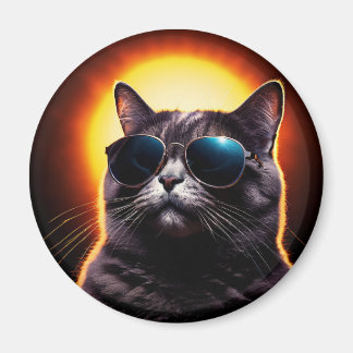 Aimant Cat watching the night of the Total Solar Eclipse