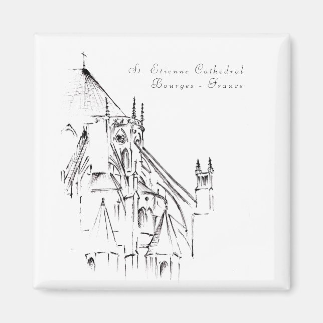 Aimant Cathédrale gothique de Bourges, France (Devant)