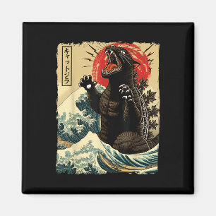 Aimant Catzilla Cat Art Drôle Chat Japonais Pour Hommes F