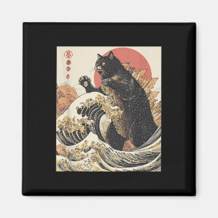 Aimant Catzilla Chat Art Japonais Chat Drôle Pour Hommes