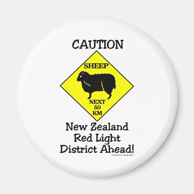 Aimant Caution NZ Red Light District (Devant)