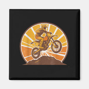 Aimant Cavalier de motocross vintage saute à moto sur rou