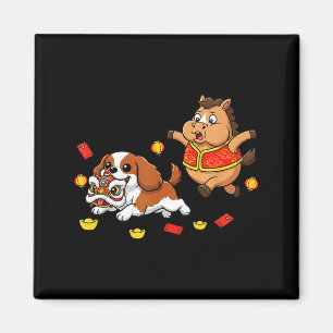 Aimant Cavalier King Charles Spaniel Cheval Chinois Heure