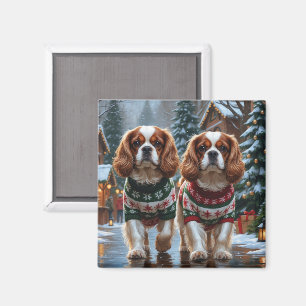 Aimant Cavalier King Charles Spaniel Chiens Noël Neige 